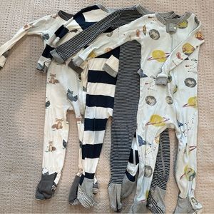 4 pieces lot - Burt’s Bees footed long sleeve PJs - 24mo